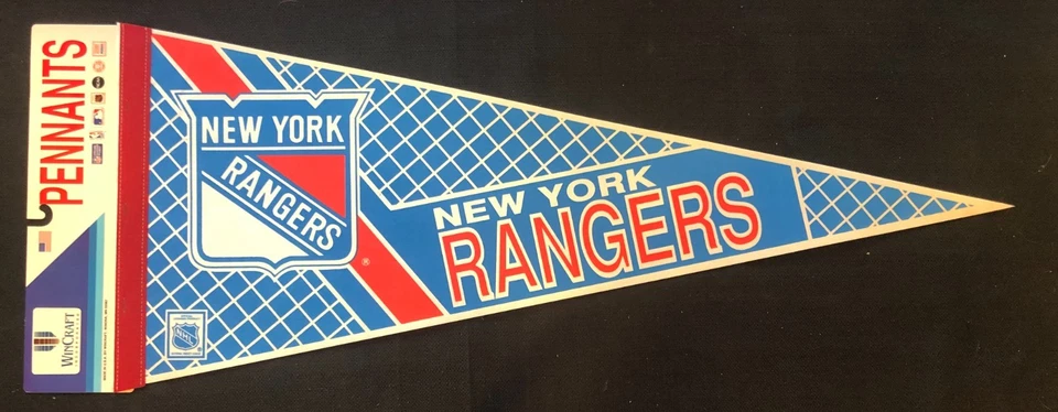 ВИНТАЖНЫЙ полноразмерный сувенирный вымпел Национальной хоккейной лиги New York Rangers - Изображение 1 из 3