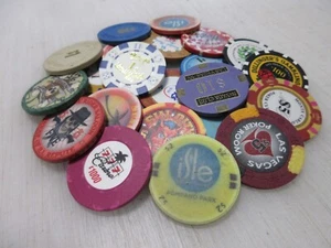 22 Casino Gaming Poker Chip Lot Las Vegas $1 New & Used Chipco Paulson Clay  - Picture 1 of 12
