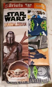 Star Wars Mandalorian 5 pair Boys Briefs size 6. Disney baby Yoda 100% cotton - Picture 1 of 6