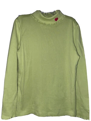 NUEVO CON ETIQUETAS Niñas Cuello Alto por Crazy 8, Talla M 7-8, Verde con Corazón Bordado Foto 1 de 4
