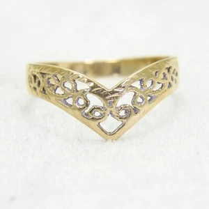 9ct 9k Gold Filigree Wishbone Band Ring Size 8 1/2 - Q 1/2 - Picture 1 of 6