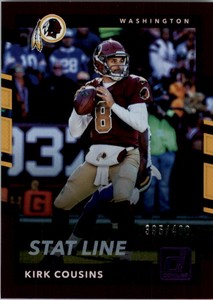 2017 Donruss Season Stat Line Redskins Football Card #288 Kirk Cousins /400