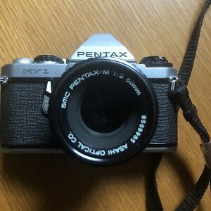 Vintage Asahi Pentax MV 1 35mm - Asahi Pentax Zoom Lens - Vivitar Flash - Filter