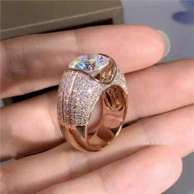 3Ct Round Cut Moissanite Men's Solitaire Engagement Ring 14K Yellow Gold Plated - Image 1 of 4