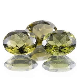 3pcs 2.94ct MOLDAVITE tektite faceted loose gem OVAL 8x6MM LOT #CM1061 - Picture 1 of 10