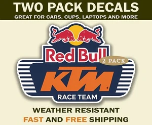 Red Bull KTM Racing Decal Stickers, 2 pack Red Bull Racing Decals, MotoGP - MXGP - Picture 1 of 2