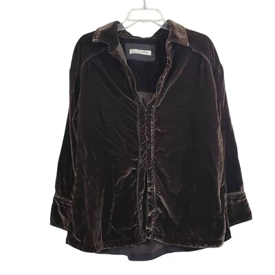 We The Free People Marianne Velvet Top Brown Large Boho Dark Romance Whimsigoth - Image 1 of 4