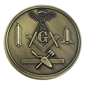 Working Tools Round Masonic Auto Emblem - [Antique Brass][3'' Diameter] - Picture 1 of 1