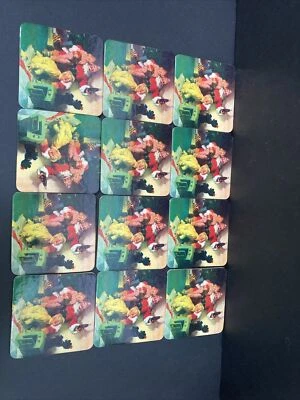 Lot of 12 Vintage Coca Cola Santa Claus Dog Christmas Cork Back Drink Coasters - Image 1 of 4
