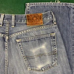 VTG Y2K Lucky Brand Dungarees Men’s 34 Medium Wash Great Fade Baggy Made USA - Picture 1 of 11