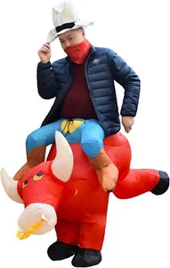 Aufblasbarer Stier Reiter Kostüm Blow Up Halloween Fahrt auf Cowboy Kostüm - Bild 1 von 48