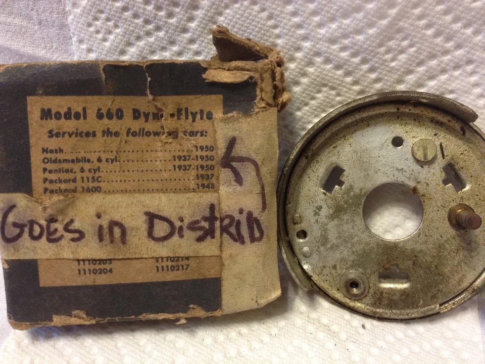  Pontiac, Oldsmobile, Packard, Nash; placa de distribución.  Artículo 1401 Foto 1 de 1