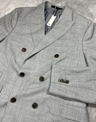 Blazer Banana Republic Hombres 44R Gris VBC Lana Doble Pecho Calce Ajustado Italia Nuevo Foto 1 de 4