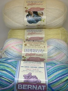 Mixed Lot Of 4: Bernat Softee Baby Yarn. Assorted Colors ~120-140g Ea READ - Picture 1 of 19