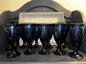 Noritake Sweet Swirl Dark Midnight Blue 7 3/8" Iced Tea Goblets (11) - Picture 1 of 3