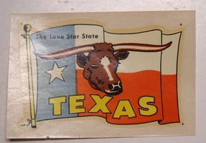 Calcomanía de agua de viaje de recuerdo vintage de los años 50 de Texas - Imagen 1 de 2