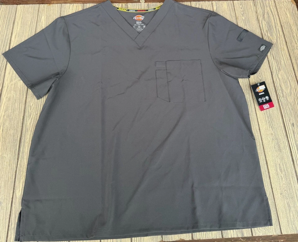 Dickies EDS Essentials Mens V-Neck Scrub Top 2XL Pewter Gray