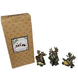 Big Sky Carvers Moosetivity II Moose Figurine 3 pc Set Mountain Mooses - Picture 1 of 10