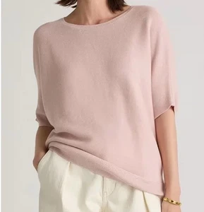 Quitte leichter Pullover Bio Baumwolle Kaschmir rosa med. Gliederstich Dolman - Bild 1 von 8