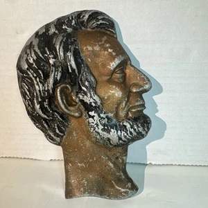 Vintage President Abraham Lincoln Profile Neck Decorative Plaque Metal 7” x 5” - Picture 1 of 14