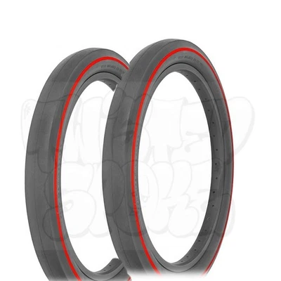 PAIR Ralson Slick Street BMX Freestyle Park Tires Black w/ Red Line 20 x 2.125 - Image 1 of 2