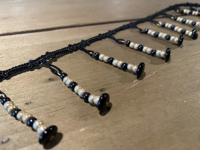 9 Yards 2" Beaded Trim Fringe Black Gold Sewing Crafts Home Decor Notion READ - Image 1 of 4