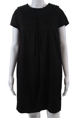 Vestido Robert Rodriguez Black Label feminino manga curta gola frisada preto tamanho 8 - Imagem 1 de 4