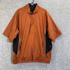 FootJoy DryJoys Pullover Uomo 2XL Arancione Nero Golf Pioggia Mezza Zip Manica Corta - Foto 1 di 6