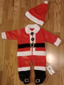 Baby Weihnachtsmann Anzug & Mütze Set Gr. 3-6 Monate Weihnachten Outfit Reißverschluss Neu mit Etikett - Bild 1 von 7