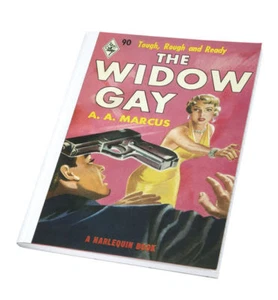 Harlequin WIDOW GAY Sexy Campy 1950's Gun Murder Composition style Notebook New - Picture 1 of 3