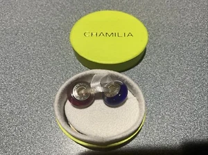 NEW W/BOX CHAMILIA 925 Sterling Silver Charms Murano Glass Set 2 BLUE & RED - Picture 1 of 4