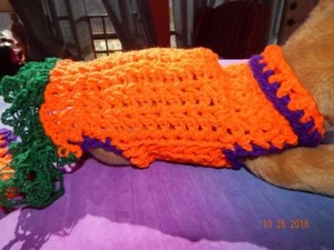 S Dog Apparel FLAME ORANGE Dress w/GREEN SPARKLE LACE ruffles - Picture 1 of 1