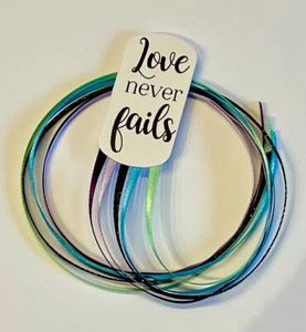 4  BookMarker LOVE NEVER FAILS Ribbons 1/8” Study Bible Groups  Prayer Gift - Imagen 1 de 2