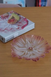Waltherglas Pink Tulip Plate with original Box, German made, Mid Century Vintage - Foto 1 di 7