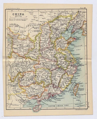 MAPA ANTIGUO DE CHINA ORIENTAL 1912 / VERSO CANTÓN GUANGZHOU VECINDAD / HONG KONG Foto 1 de 4