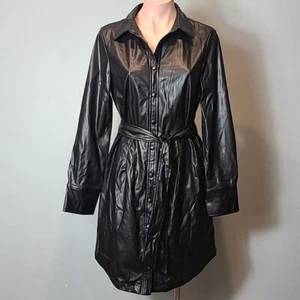Faux leather shirt dress 90s Comfy Edgy New Size Medium Goth Classic - Picture 1 of 10