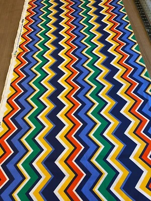 2 YARDS MULTICOLOR ZIG ZAG CHEVY FABRIC BY MICHAEL MILLER  - Image 1 of 3