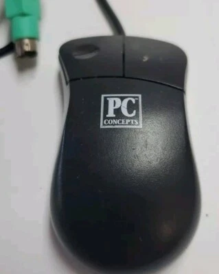 Vintage PC Concepts 2-Button Wired PC Mouse 6-Pin mini-DIN PS/2 Connector. 70802 - Image 1 of 3