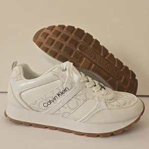 Calvin Klein Women’s Carlla Size 8.5M White Shoes W/ CK Logo Fashion Sneakers  - Picture 1 of 11