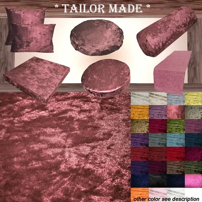 Mv08 Shery-Red Crushed Velvet Sofa Seat Patio Bench Cushion Bolster Cover/Runner - Image 1 of 4