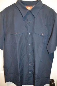 Men's Merrell NAVY BLUE UPF 50+ Short Sleeve SNAP Shirt QUICK DRY LG NEW - Picture 1 of 9