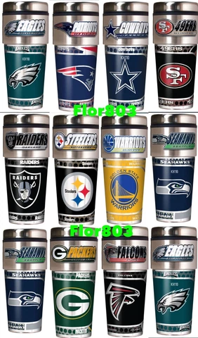 NFL Team Steel Travel Tumbler Coffee Mug with Hi-Def Metallic Graphic16 Once Cover