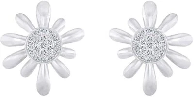 Aretes con flores de diamantes naturales blancos de 0,34 quilates de oro macizo de 14 quilates Foto 1 de 3