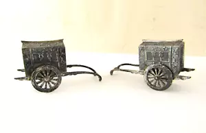 FIGURAL JAPANESE 950 STERLING SILVER SALT & PEPPER SHAKERS RICKSHAW FORM - Picture 1 of 12