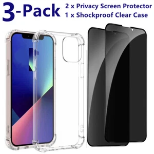 Protection d'écran en verre trempé intimité et coque transparente antichoc pour iPhone - Photo 1 sur 12