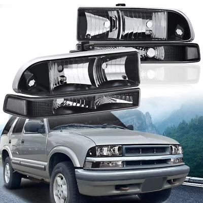 Faro de esquina negro/transparente parachoques lámpara principal para 98-04 CHEVY S10 PICKUP BLAZER Foto 1 de 4