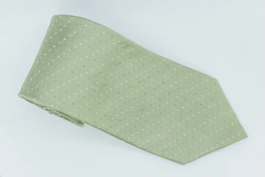 DKNY Seidenkrawatte grün mit blauen Punkten geometrisch klassisch Krawatte L - 60" Made in USA - Bild 1 von 3