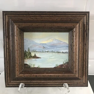 Mountain Lake Oil Painting Signed - Picture 1 of 8