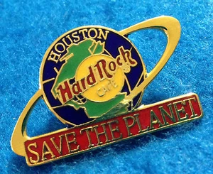 HOUSTON TEXAS SALVA EL PLANETA TIERRA GLOBO PLANETA Hard Rock Café PIN TAC BACK - Imagen 1 de 1