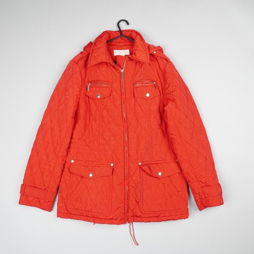 Giacca Michael Kors donna grande rossa trapuntata imbottita full zip cappuccio utility B59